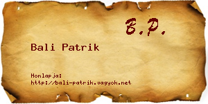 Bali Patrik névjegykártya