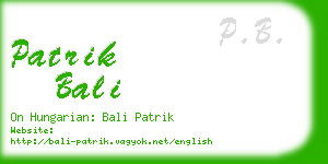 patrik bali business card